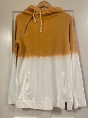New! AMPERSAND AVE Golden Mustard Double Hood Pullover Hoodie Size L